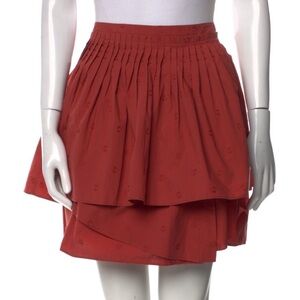 ULLA JOHNSON Embroidered Accent Mini Skirt Red/Orange Size M